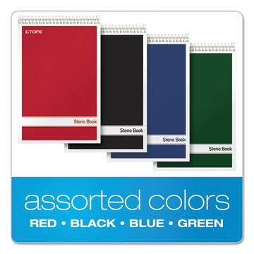 TOPS™ Steno Pad, Gregg Rule, Assorted Cover Colors, 80 Green-tint 6 X 9 Sheets, 4-pack freeshipping - TVN Wholesale